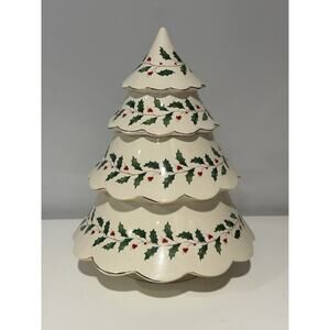 Lenox Holiday Archive Christmas Tree Cookie Jar 11” Porcelain